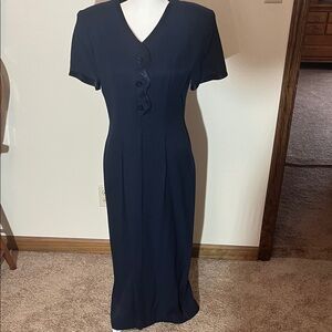 John Robert’s Navy Full Length Dress with Button Detail